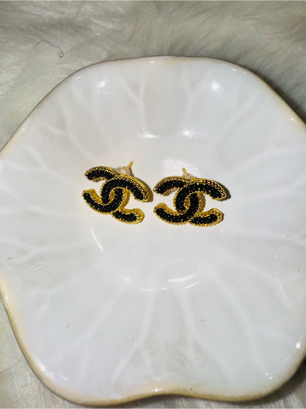 Black and Gold Stud Earrings